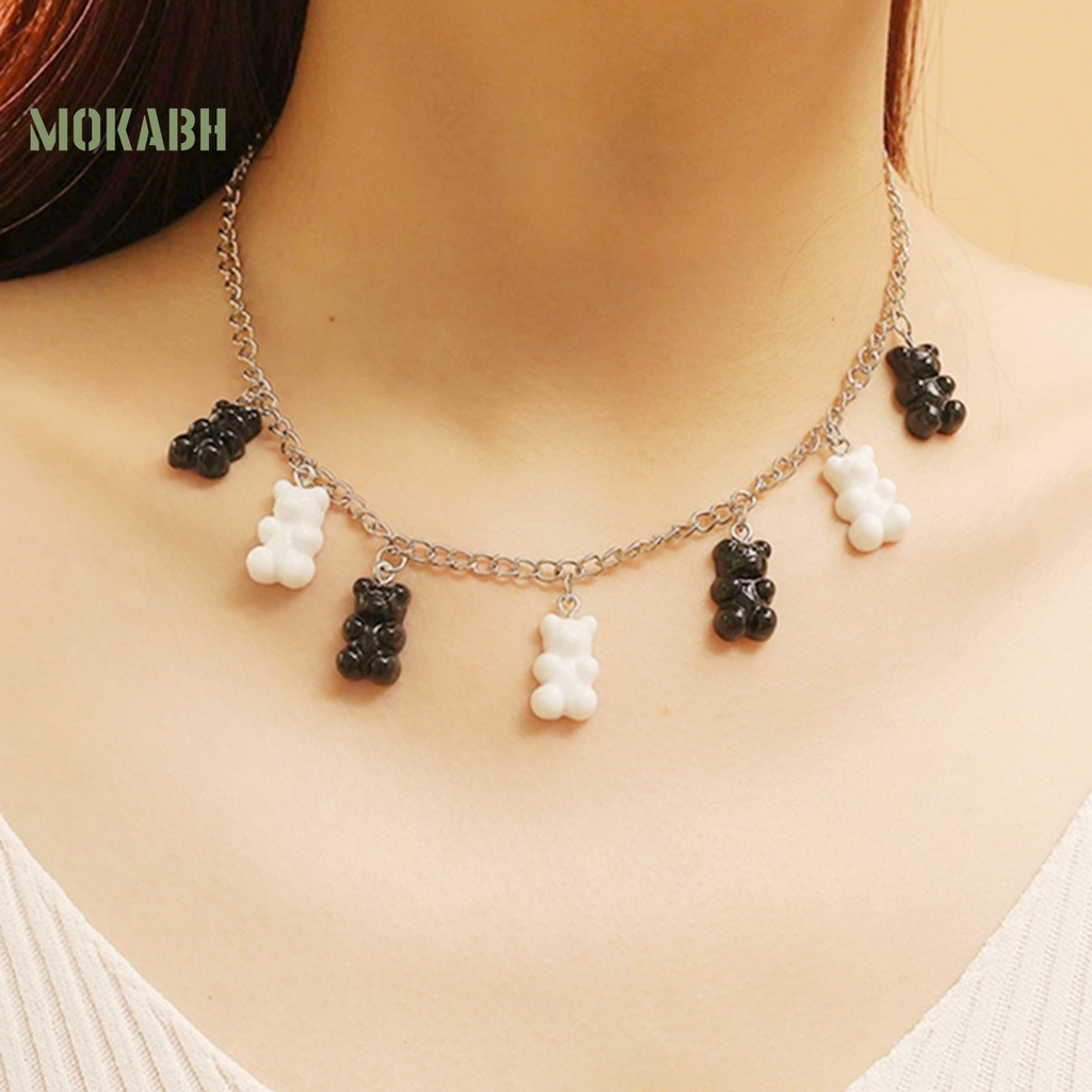 Vòng cổ Kim Loại Mặt Hình Gấu Hoạt Hình Màu Kẹo Ngọt Dễ Phối Đồ Chống Dị Ứng Thời Trang Cho Nữ