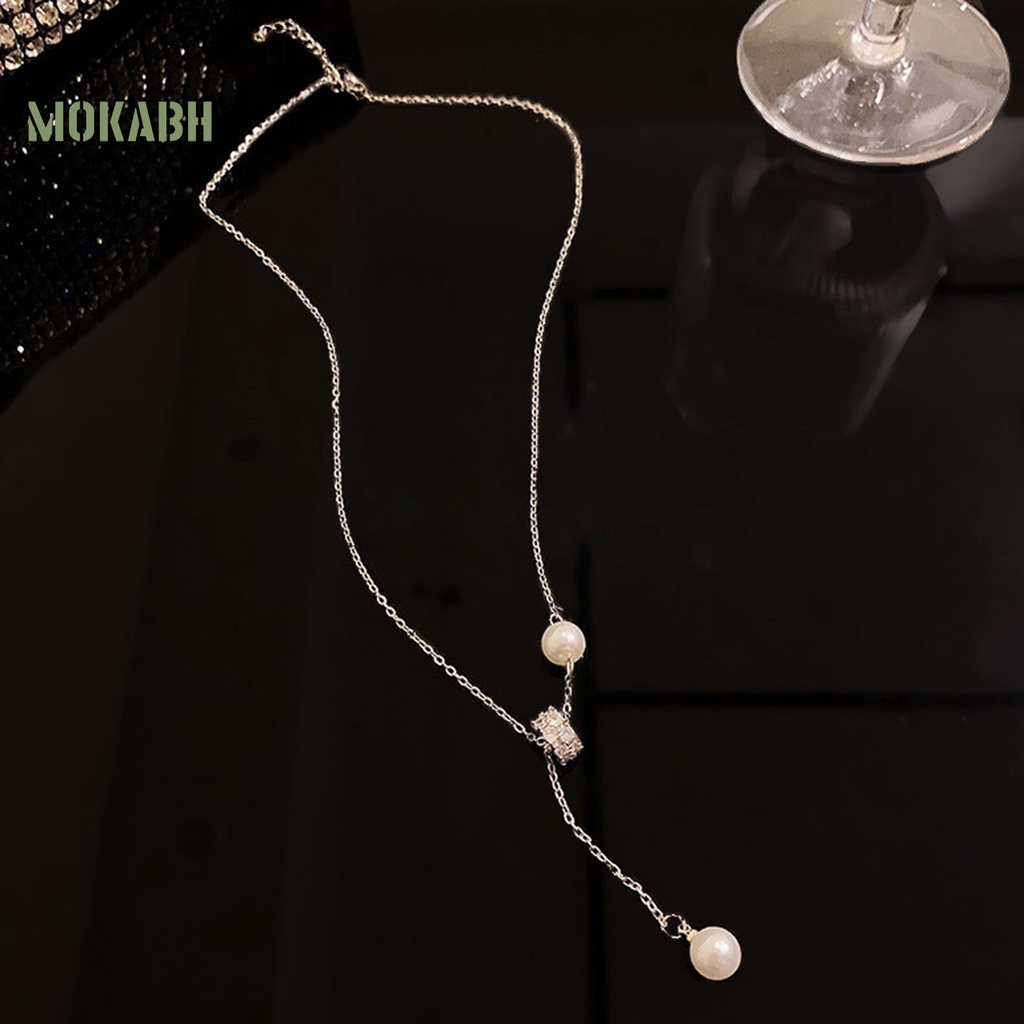 [Mok Abh] Vòng cổ Chuỗi Hạt Ngọc Trai Giả Sang Trọng Chống Phai Màu Trang Sức Sang Trọng Cho Nữ