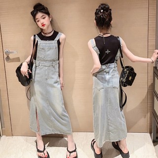 Set áo váy yếm denim thời trang mùa hè mới cho bé gái