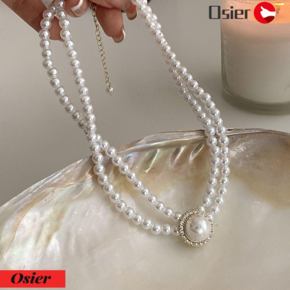 Vòng cổ Mặt Hoa Đính Đá Ngọc Trai Nhân Tạo 1 Cái Cho Nữ