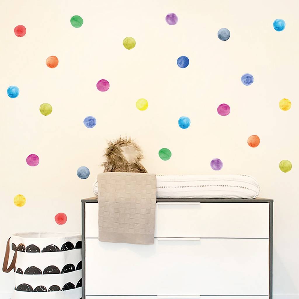 Miếng Dán Tường Chấm Bi Bằng PVC Màu Nước Độc Đáo Trang Trí Nhà Cửa DIY