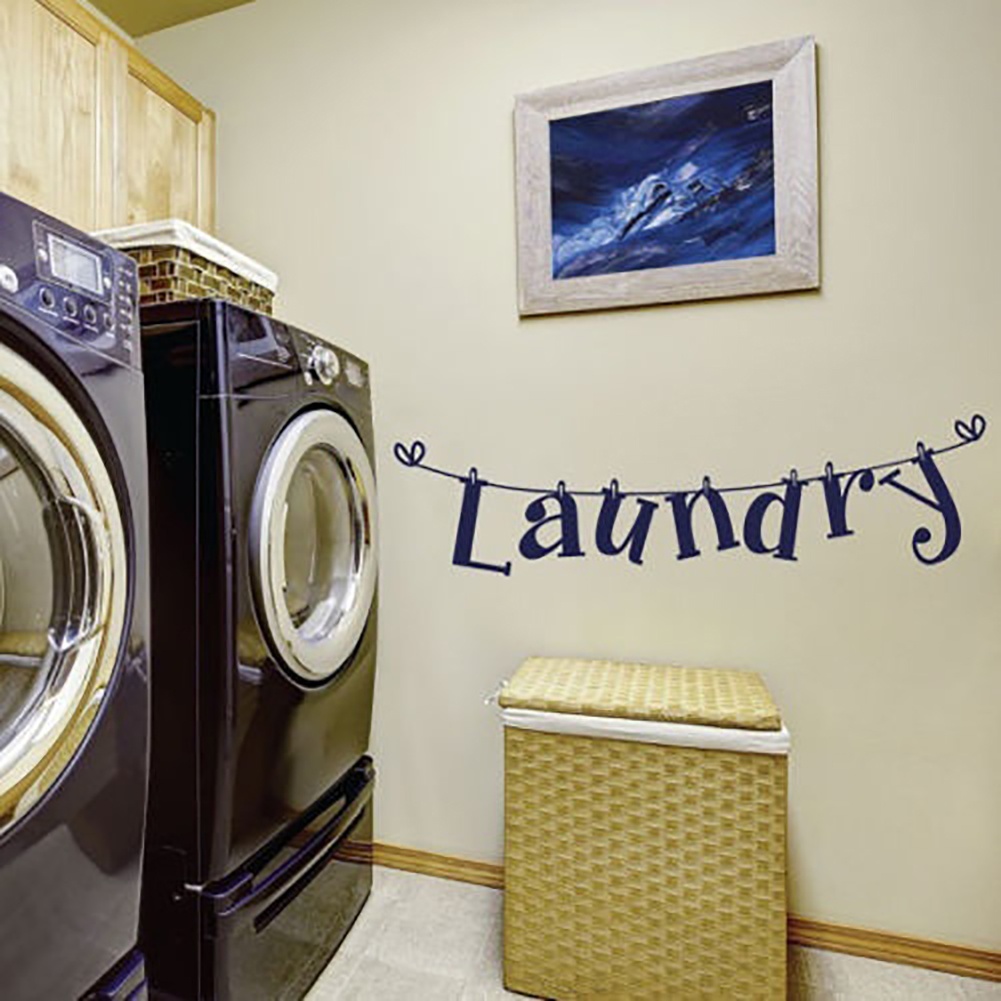 Miếng Dán Tường Trang Trí In Chữ Laundry Thời Trang Tháo Rời Được