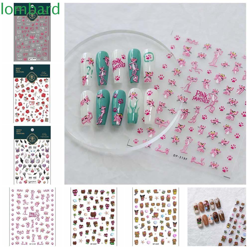 Miếng Dán Trang Trí Móng Tay Họa Tiết Báo Hồng / Mèo / Chữ Thập Hoạt Hình Dễ Thương Dành Cho Salon