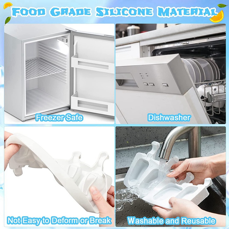 Khuôn Làm Kem 8 Ngăn 4 Ngăn Bằng Silicone