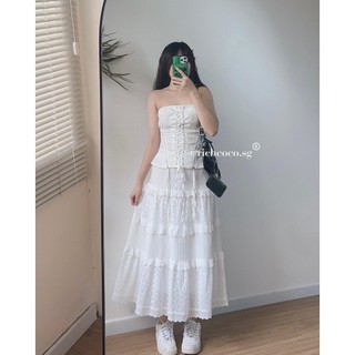 Chân váy maxi TRẮNG xoè