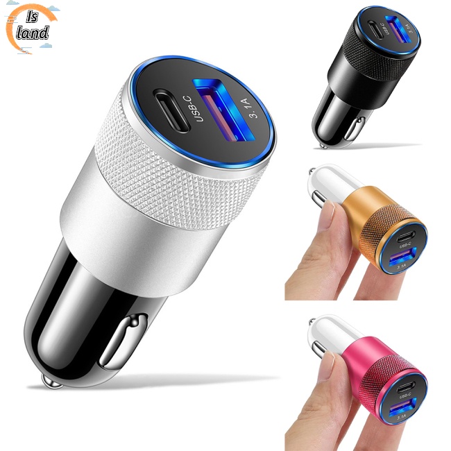 Bộ Sạc Xe Hơi 3.1A USB + PD 1 Sang 2 Phích Cắm Mini Đa Năng Tiện Dụng