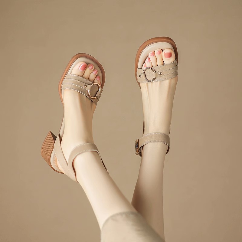 Tóc Thẳng Của Nhà Máy Duoya ~ [Hàng Có Sẵn] Cục Dự Trữ Manager!Slimmer Look ~ Sandal Cao Gót Hở Ngón Bằng Da Mềm Mại Thời Trang Mùa Hè Đơn Giản Dễ Phối Đồ Dành Cho Nữ