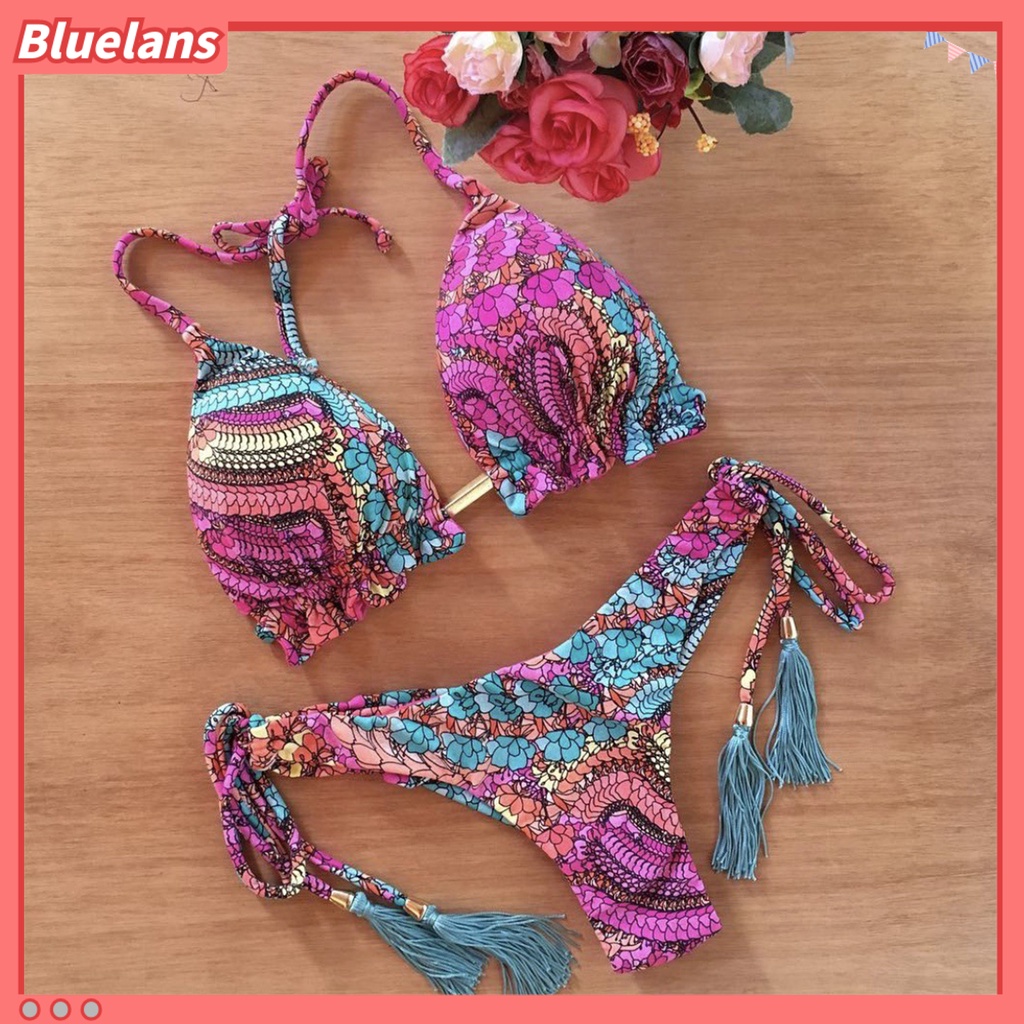 Bộ Đồ Bơi Bikini Hai Mảnh Họa Tiết Hoa Có Đệm Nâng Ngực Cho Nữ