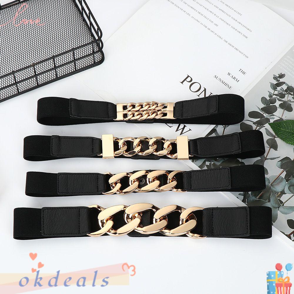 OKDEALS Thắt Lưng Kim Loại Bạc Thời Trang Cho Nữ