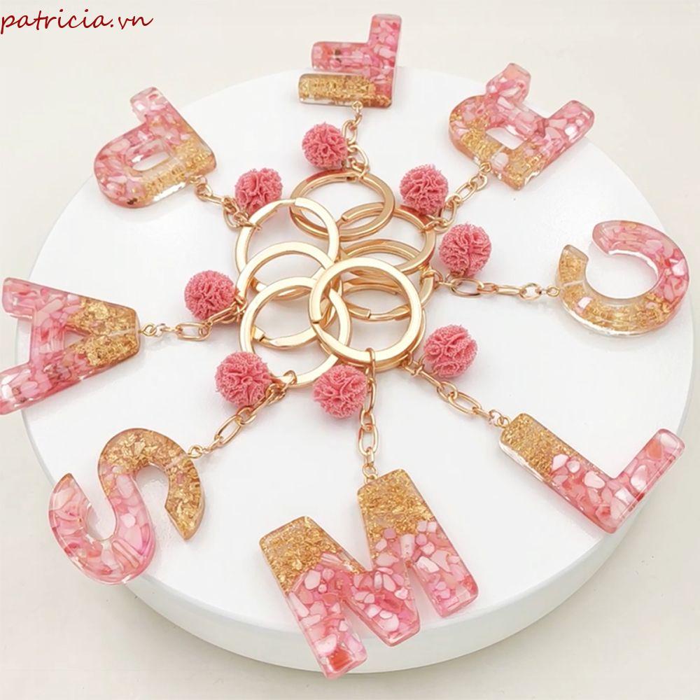 PATRICIA 26 Móc Khóa Hình 26 Chữ Cái Đính Bóng Lông Dễ Thương