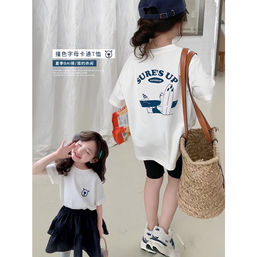 Áo Thun Cotton Mỏng Tay Ngắn Cổ Tròn In Họa Tiết Hoạt Hình Thời Trang Mùa Hè Cho Nữ