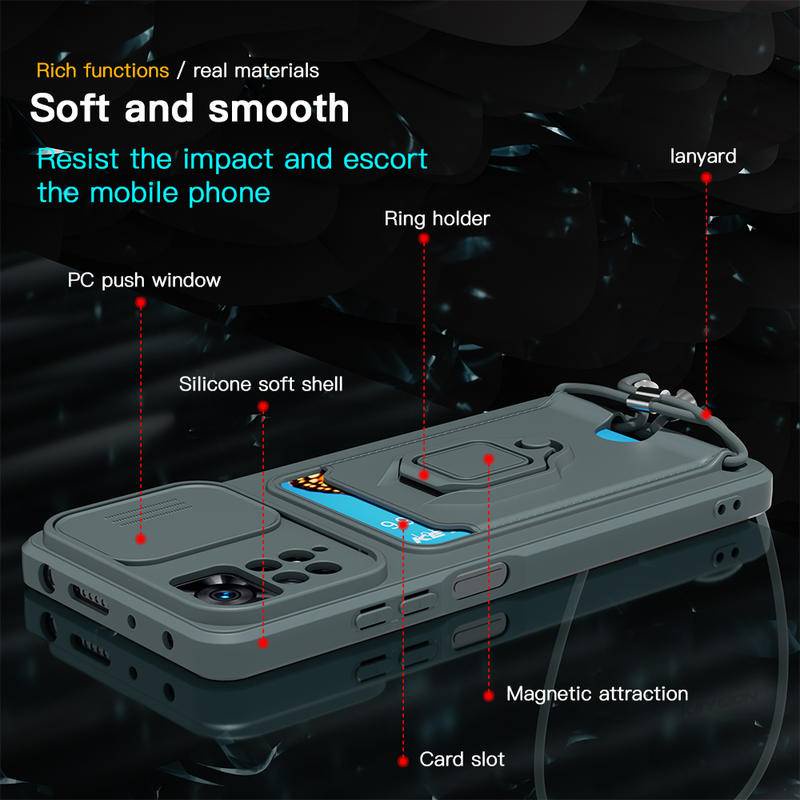 Ốp Điện Thoại Chống Sốc Có Vòng Đỡ + Dây Đeo Cho Redmi 10 Prime 10A 10C 12C 11A 9C 9A 9T 10X 9 Power Xiaomi mi Poco C3