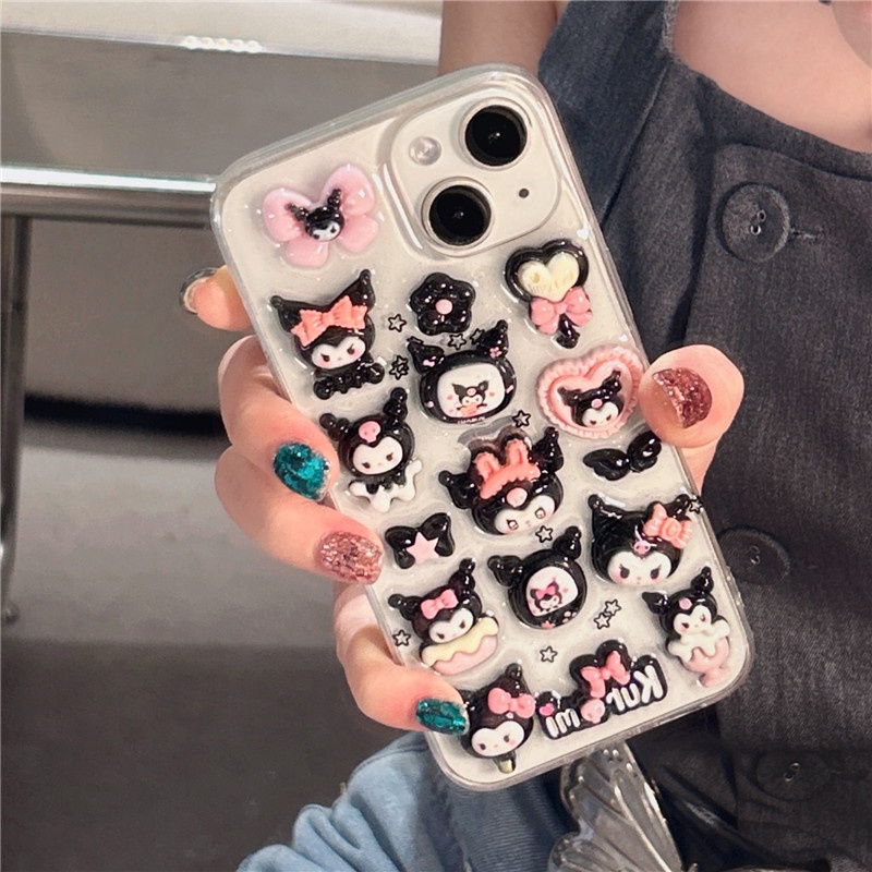 Ốp Điện Thoại Chống Sốc In Hình Kuromi Melody 3D Dễ Thương Cho iPhone 14 13 12 11 Pro Max 14promax X XR XSMAX