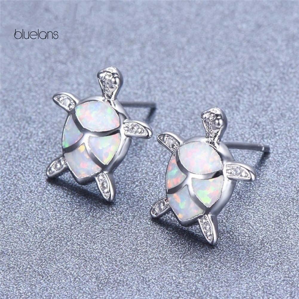Bộ Vòng cổ + Bông Tai Hình Rùa Đính Đá Opal Nhân Tạo Thời Trang Cho Nữ