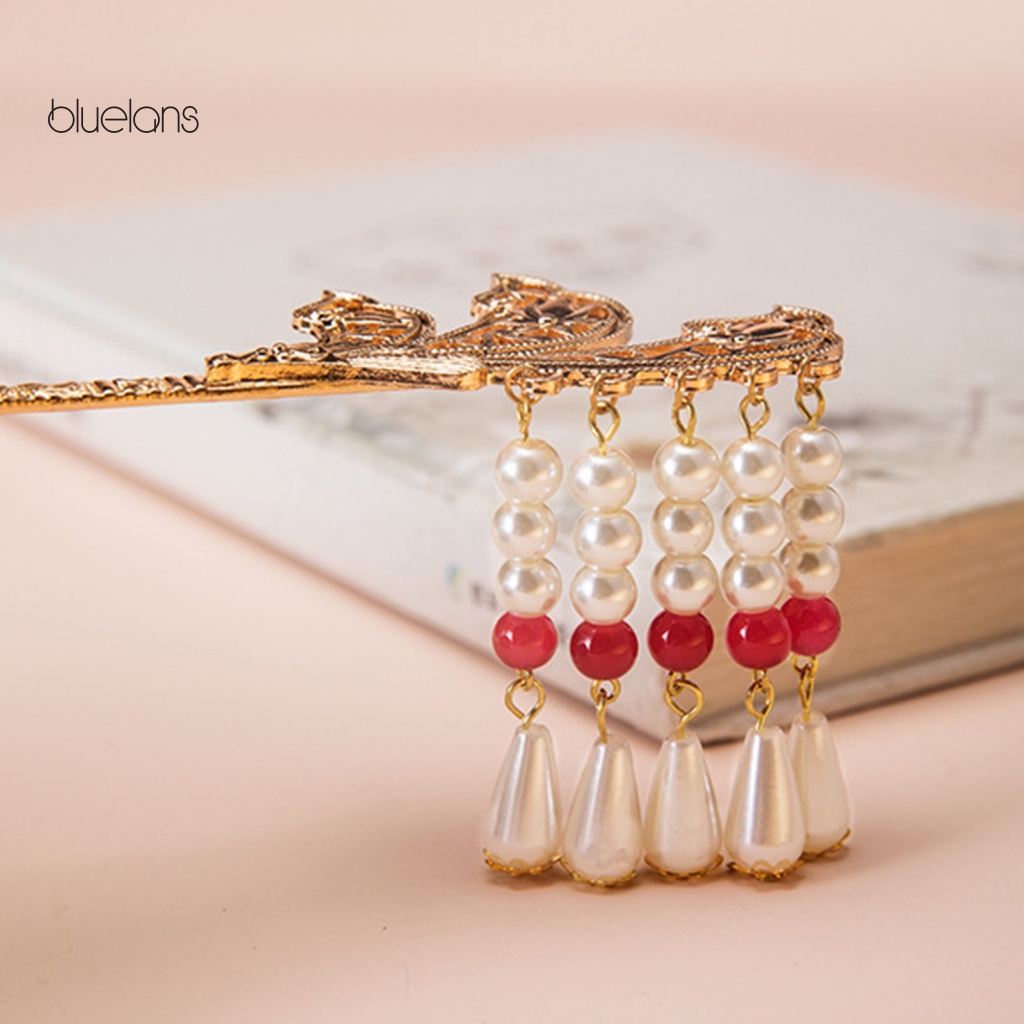 Trâm Cài Tóc Tua Rua Đính Ngọc Trai Giả Phong Cách Trung Hoa Cổ Điển