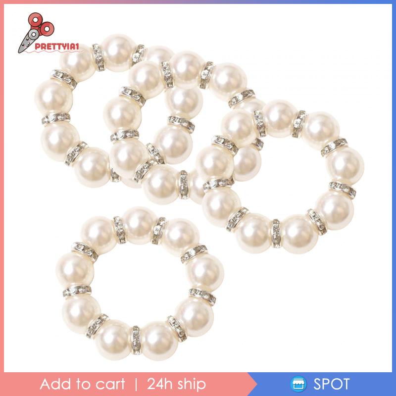 [Prettyia1] 4 Vòng Giữ Khăn Ăn Bằng Vải Đính Đá Rhinestone