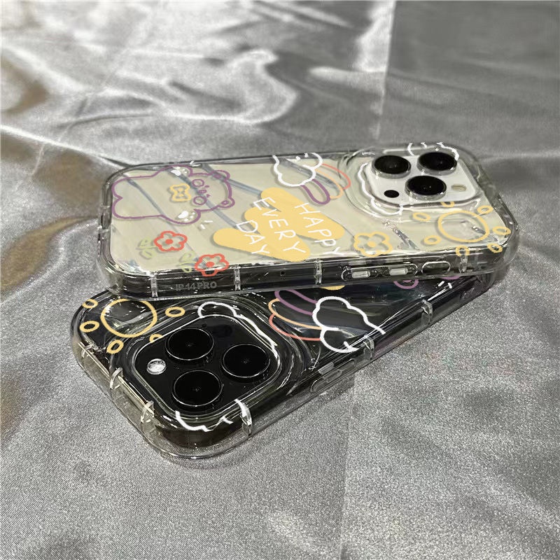 Ốp Điện Thoại Mềm Trong Suốt Họa Tiết Gấu Và Chữ GNXU Cho Iphone 14Promax 1312 11 7 8plus xr