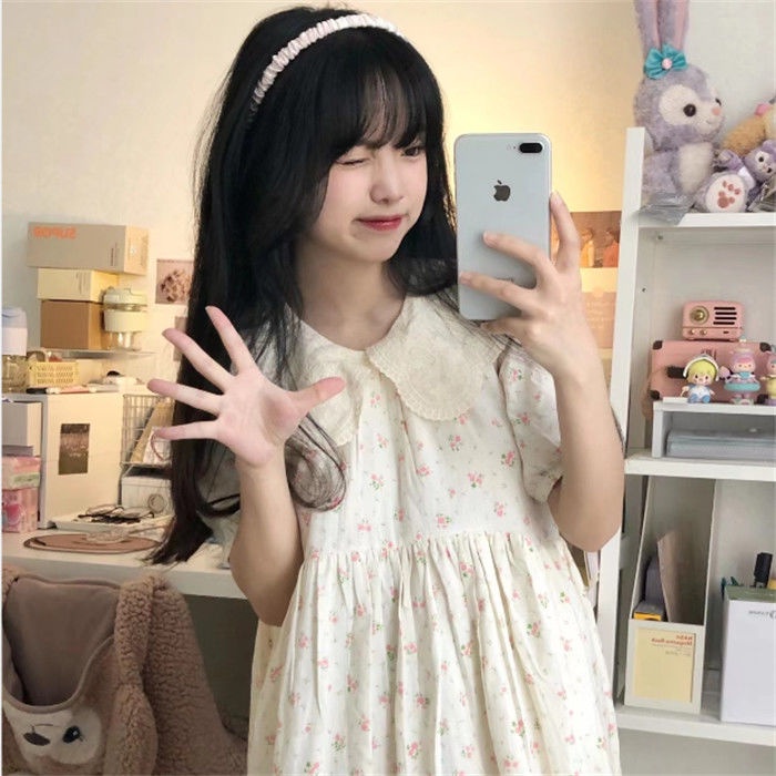 Đầm Dáng Chữ A Cổ Búp Bê Họa Tiết Hoa Thời Trang Mùa Hè Xinh Xắn Cho Nữ