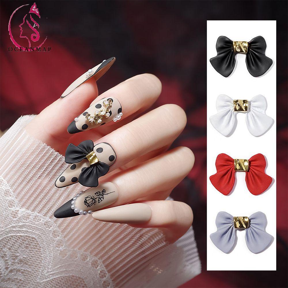 [Hàng mới về] Bộ 5 Nơ Trang Trí Móng 3d Kiểu Dáng Xinh Xắn