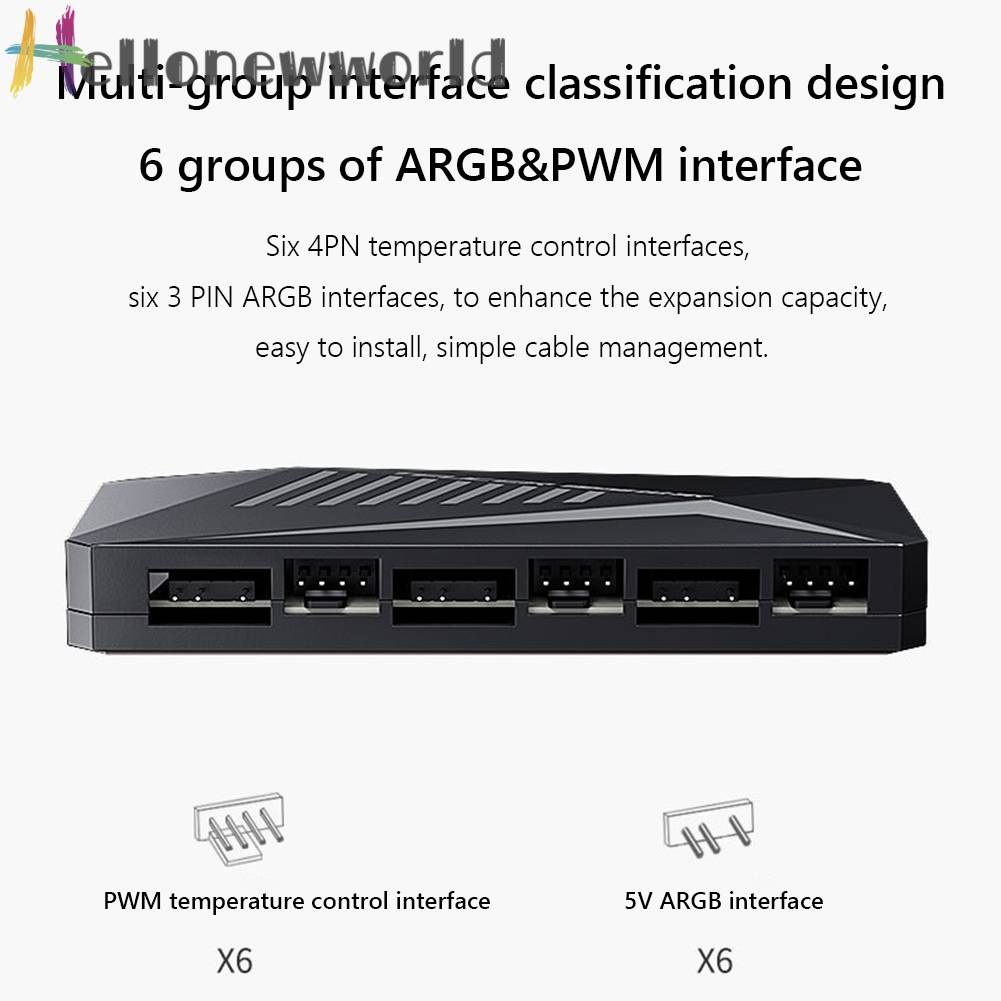 Bộ Chia 6 Cổng Quạt 12V 4PIN PWM 2 Trong 1 Ốp