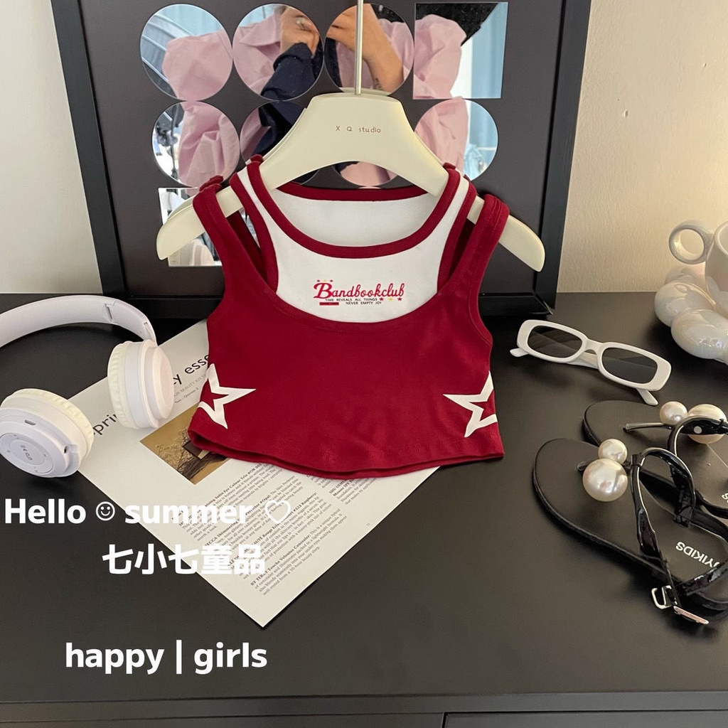 Set Áo Váy Hai Dây Phong Cách Hàn Quốc Thời Trang Mùa Hè Mới 2023 Dành Cho Bé Gái