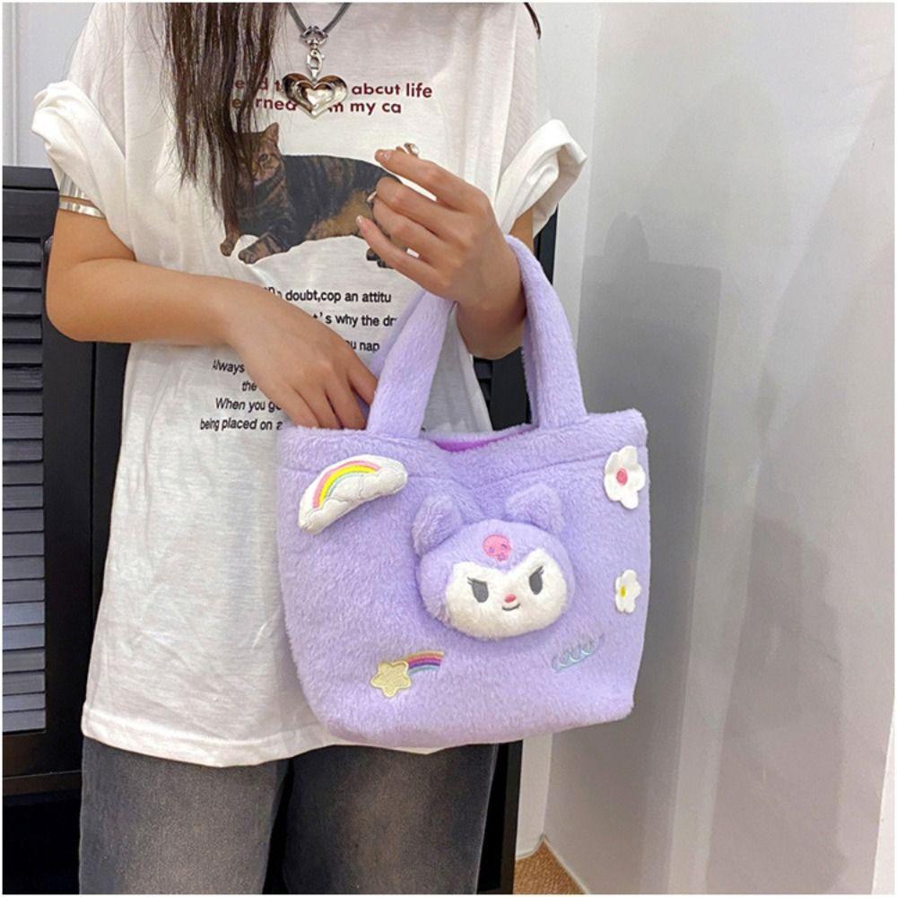 LANFY Túi Đeo Chéo Vai Bằng Vải Bông Sức Chứa Lớn Họa Tiết Kuromi Cinnamoroll Hoạt Hình Melody Đáng Yêu Cho Trẻ Em