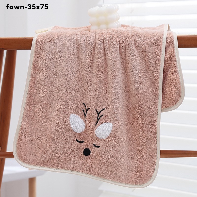 Phim hoạt hình động vật san hô nhung thêu khăn tắm khăn tắm trang chủ khăn tắm mềm hàng ngày