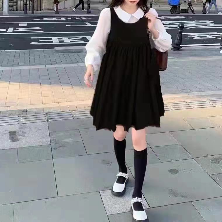 Set Áo Tay Ngắn Phồng + Chân Váy Chữ A Phong Cách Hàn Quốc Dành Cho Nữ