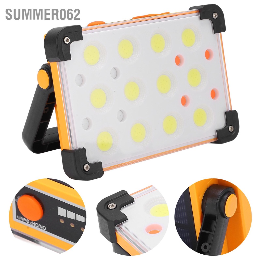 Summer062 Đèn LED Làm Việc 100W Năng Lượng Mặt Trời Sạc USB 4 Chế Độ Ánh Sáng Di Động Chống Bụi Sốc Dụng Cụ Chiếu Ngoài Cho Cắm Trại