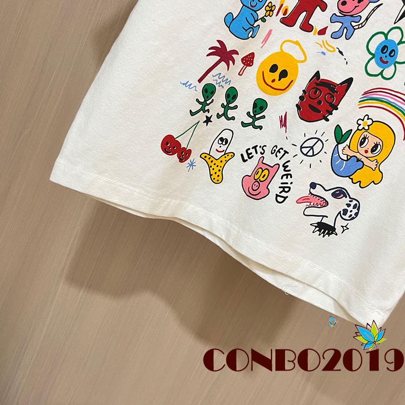 Áo Thun Tay Ngắn Cổ Tròn In Họa Tiết Hoạt Hình Phong Cách Đường Phố Cho Nữ