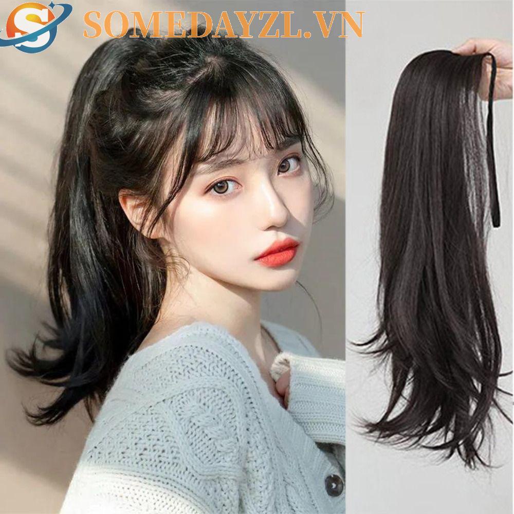 SOMEDAYZL Tóc Đuôi Ngựa Thẳng Bằng Sợi Tổng Hợp Mềm Chịu Nhiệt Dành Cho Nữ
