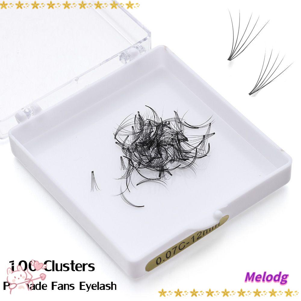 MELODG Hộp 100 Cụm Lông Mi Giả Dài 8-15mm 0.07 C Trang Điểm Tự Nhiên