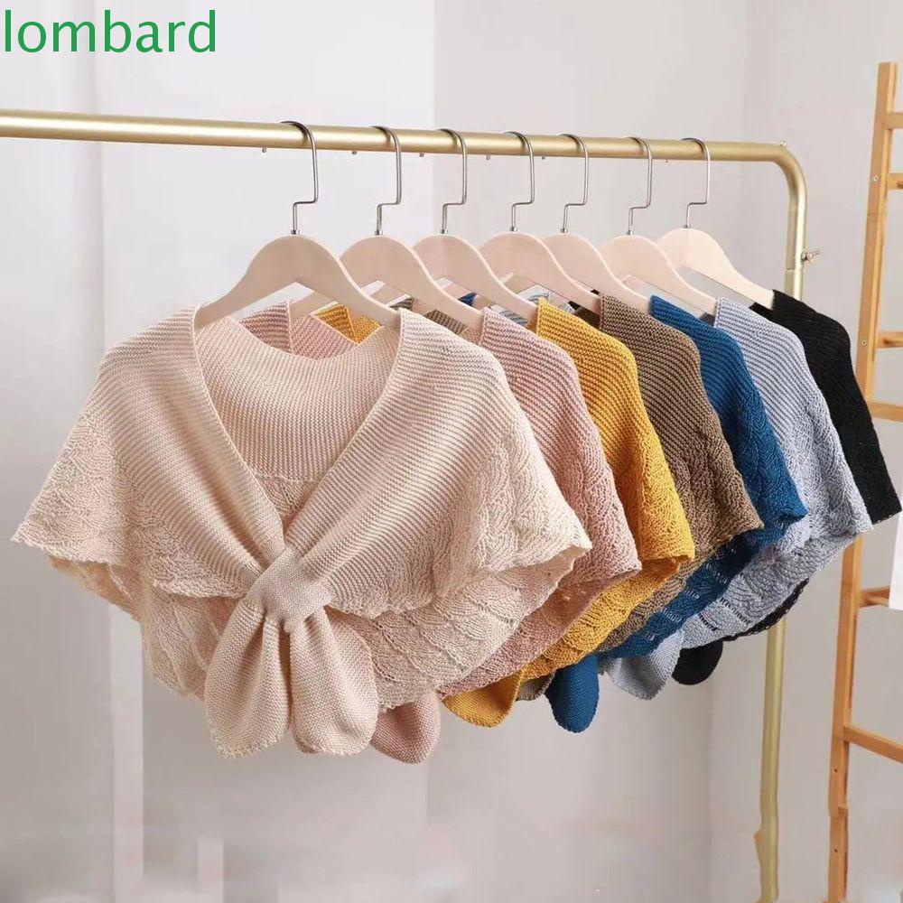 LOMBARD Khăn Choàng Cổ Dệt Kim Dày Dặn Màu Trơn Phong Cách Vintage Thời Trang Cho Nữ