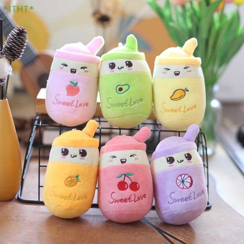 1 Búp Bê Nhồi Bông Hình Ly Trà Sữa 12cm Trang Trí Móc Khóa Mới