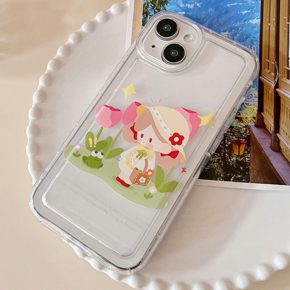 Ốp Điện Thoại TPU Mềm Trong Suốt Chống Sốc In Hình Cô Gái Dễ Thương Cho IPhone 14 13 12 11 Pro Max X XR 8 7 Plus