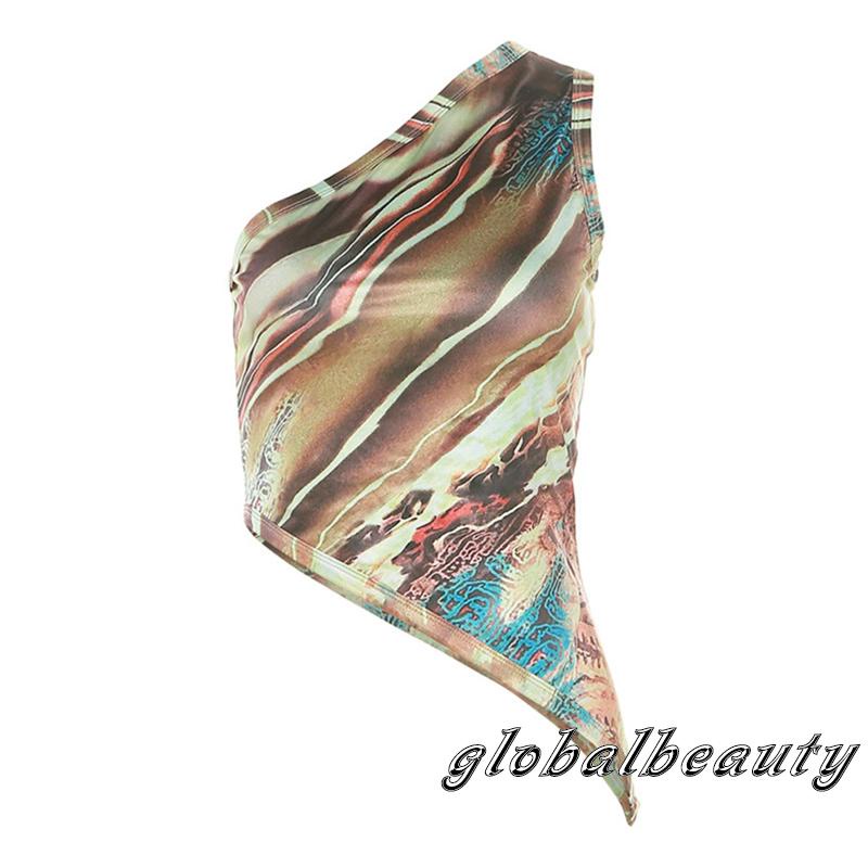 Áo Không Tay Lệch Vai In Họa Tiết Thời Trang Mùa Hè Cho Nữ