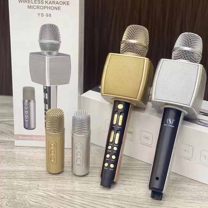 Micro Karaoke YS-98 Cao Cấp - Chính Hãng -Tích Hợp Loa Bass ,Treble, Kèm Thêm 1 Micro Để Hát Song Ca Cực Hay