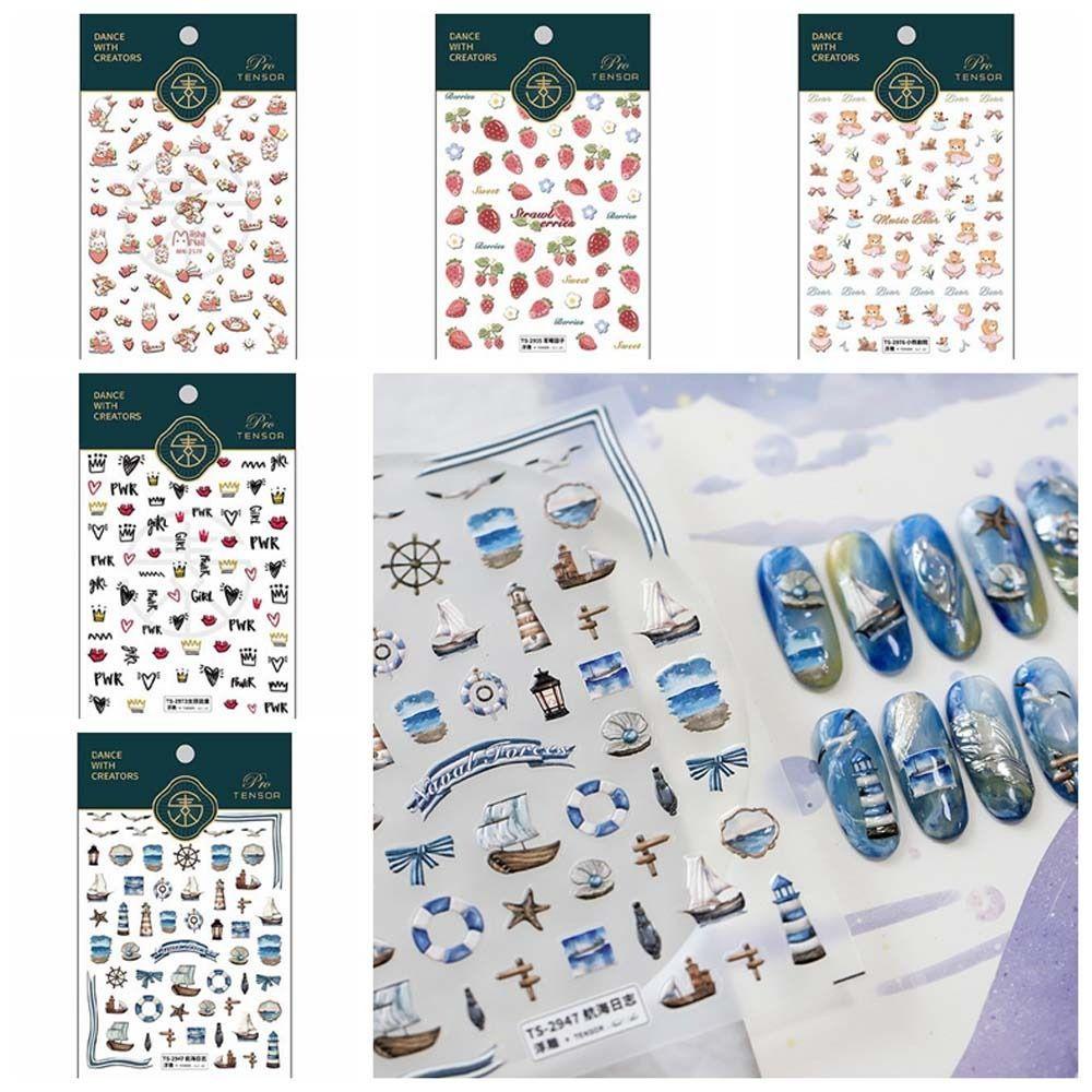 Miếng Dán Trang Trí Móng Tay DIY Hình Thỏ / Gấu Dâu Tây Dễ Thương