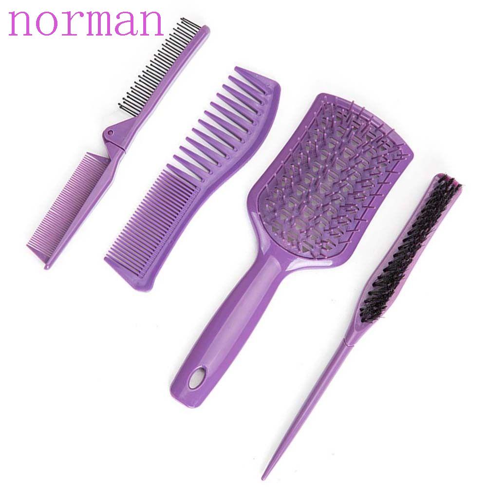 NORMAN Bộ Lược Chải Tóc Tạo Kiểu Chống Tĩnh Điện Màu Tím Dạng Gấp Tiện Dụng Dành Cho Nữ