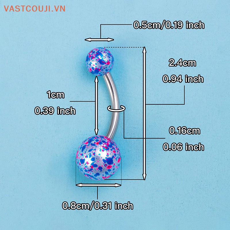 Set 5 Khuyên Rốn Bằng Thép Không Gỉ Acrylic Sơn Màu Sáng Tạo