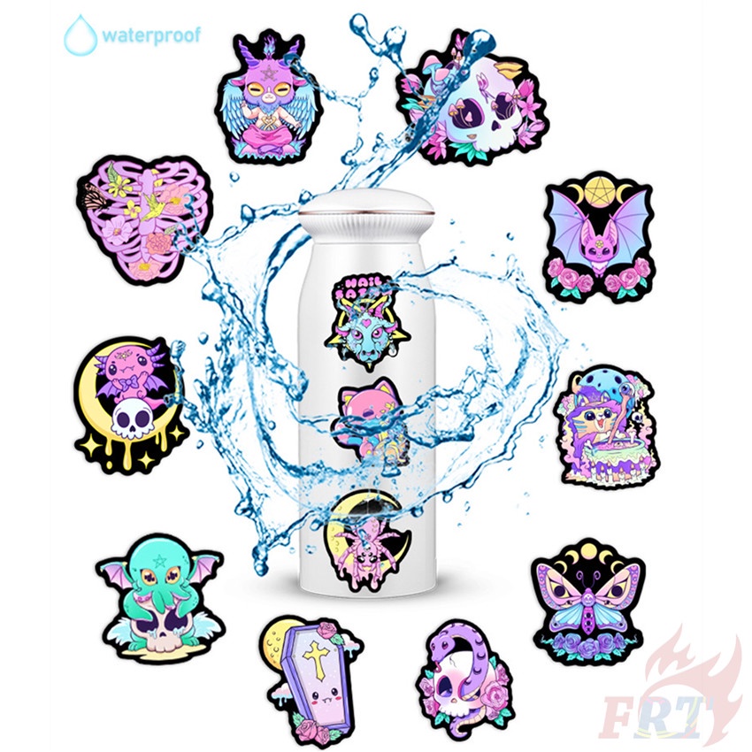 ❉ Vòng Cổ Màu Tối Phong Cách Gothic Cổ Điển Set 04 Sticker Dán Trang Trí Hình Kinh Dị Nghệ Thuật 04 ❉ Bộ 50 Sticker Chống Thấm Nước Họa Tiết Doodle Hợp Thời Trang