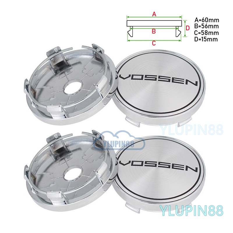 Bộ 4 Nắp Đậy Trục Bánh Xe Hơi In Logo Vossen 56mm 60mm 68mm Vossen Chuyên Dụng Cho TE37