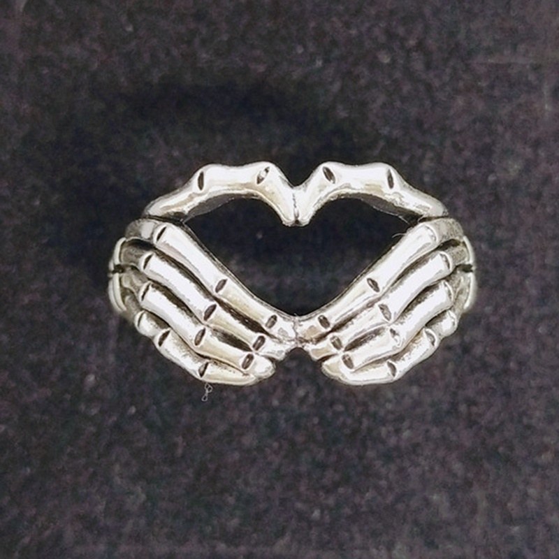 Ygt Nhẫn Hình Đầu Lâu Trái Tim Phong Cách Punk Hip Hop Sáng Tạo Dành Cho Nam Và Nữ
