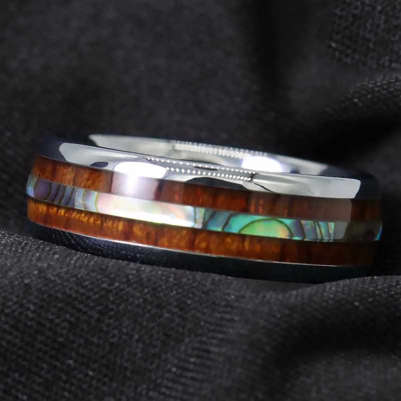 Ygt Nhẫn Cưới Bằng Thép Không Gỉ Vân Gỗ Đen Dát Khảm Thời Trang Cá Tính Dành Cho Nam Nữ