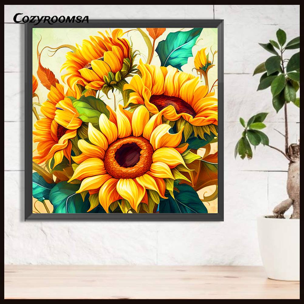 Tranh Đính Đá Kim Cương Toàn Bộ 5D DIY Hình Vẽ Hoa Hướng Dương