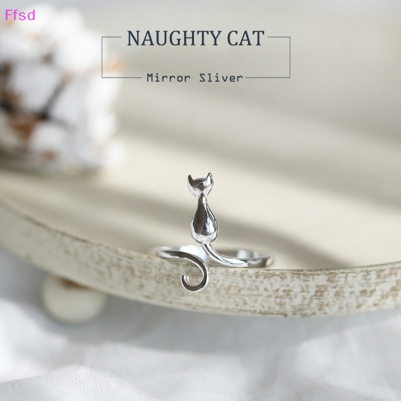 {Ffsd} Nhẫn Hở Hình Mèo Màu Bạc Cổ Điển Cho Cô Dâu / Đám Cưới Bán Chạy