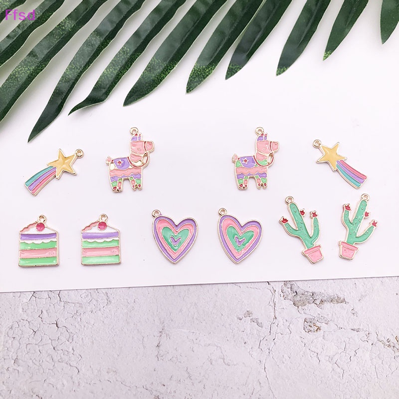 Set 10 Mặt Dây Chuyền Hợp Kim Tráng Men DIY Làm Quà Tặng * Bán Chạy {Ffsd}} Ffsd}} Nhiều Kiểu Dáng Tùy Chọn