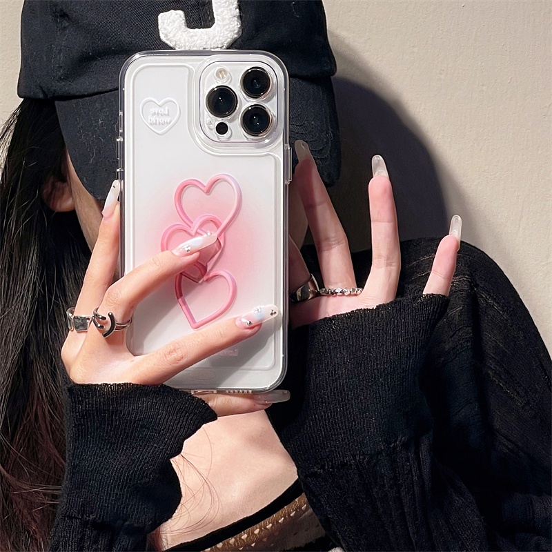 Ốp Điện Thoại Mềm Trong Suốt Chống Sốc Chống Rơi Họa Tiết Trái Tim Cho iPhone 14 13 12 11 Pro Max 14 Plus