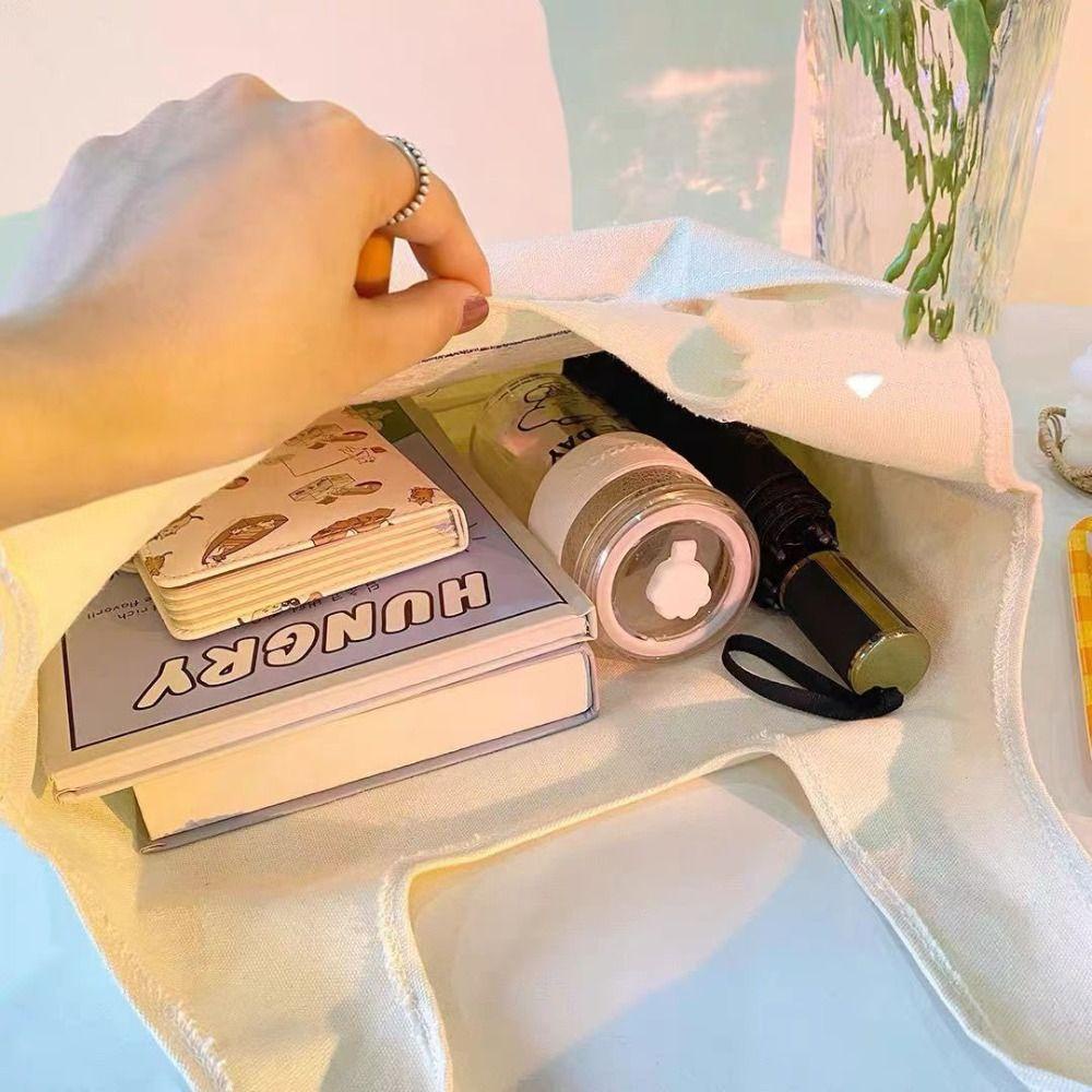 MIQUEL Túi Tote Đeo Vai / Xách Tay Bằng Vải Bạt Sức Chứa Lớn Họa Tiết Gấu Dâu Tây Hoạt Hình Hợp Thời Trang Cho