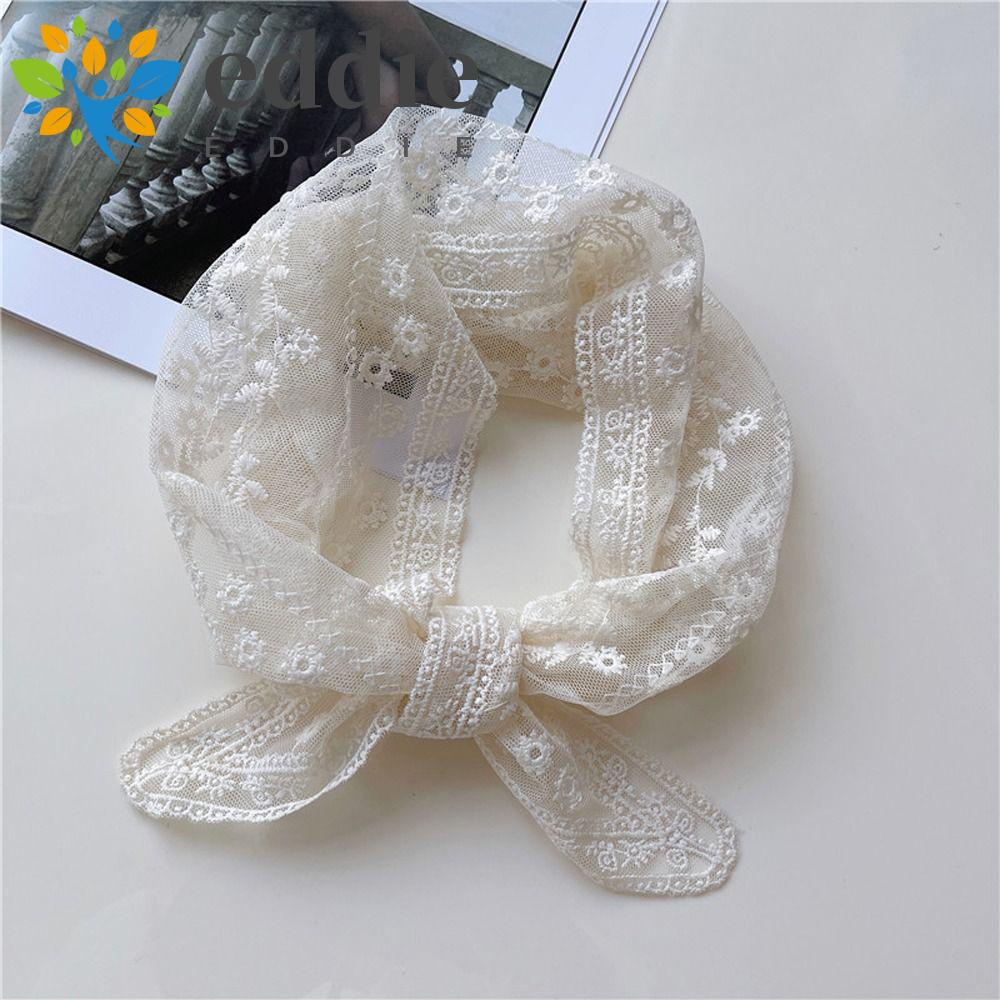 26EDIE Khăn Bandana Hình Tam Giác Họa Tiết Hoa Lá Phong Cách Pháp Thanh Lịch Cho Nữ